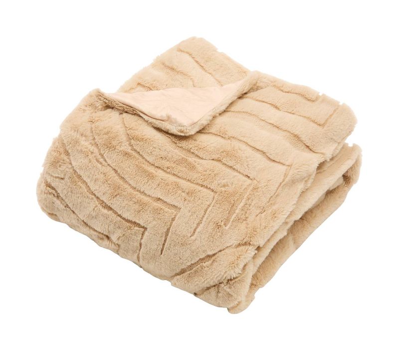 Plaid Arka 120x160cm Effet Fausse Fourrure Beige