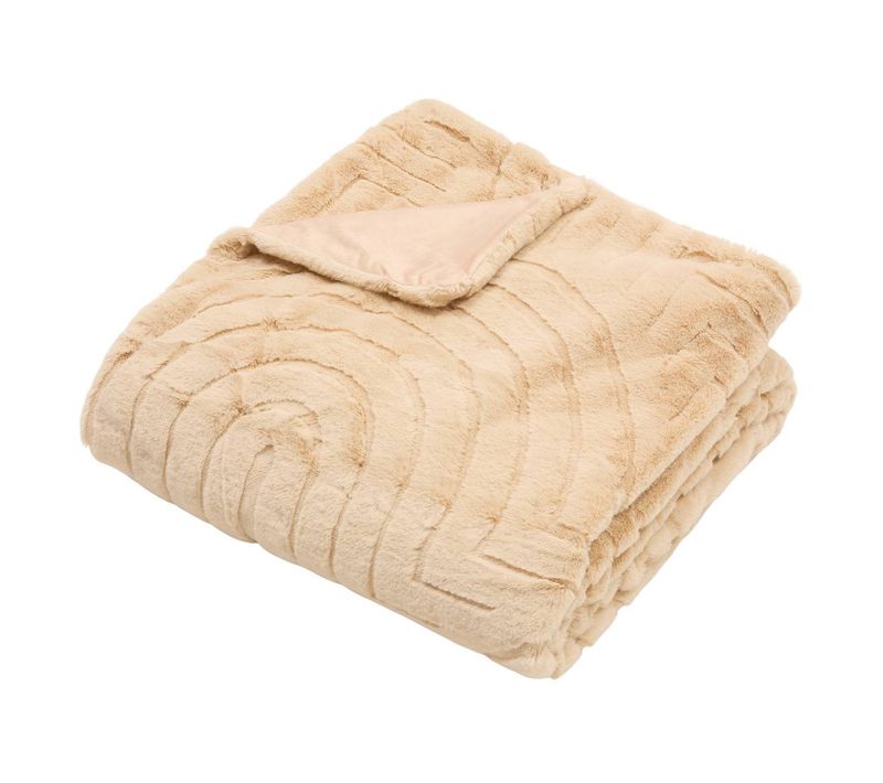 Plaid Arka 180x230cm Effet Fausse Fourrure Beige