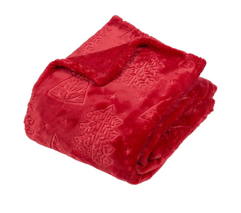 Plaid Emb Sapin Rouge 130x180