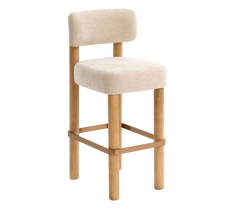 Tabouret De Bar Noali Carré H.104,5cm Beige