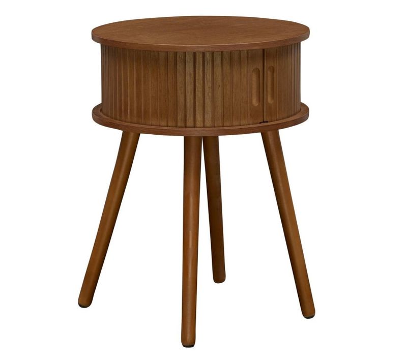 Chevet Rond 2 Portes Effet Bois Foncé Nysos Atmosphera