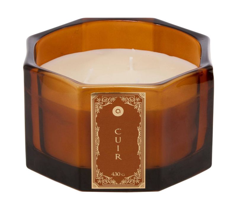 Bougie Parfumée Lucien Hexagonale 430g Cuir