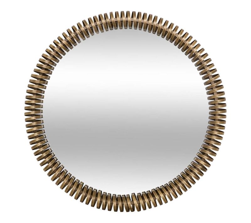 Miroir Rond Barrel D.90cm Doré Métallisé