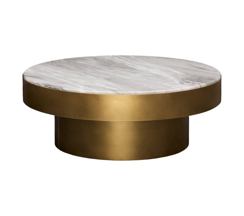 Table Basse Graphite Ronde D.80cm Doré