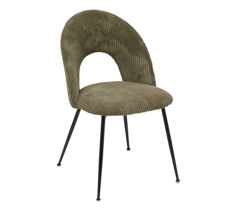 Chaise Raven H.81cm Tissu Côtelé Vert