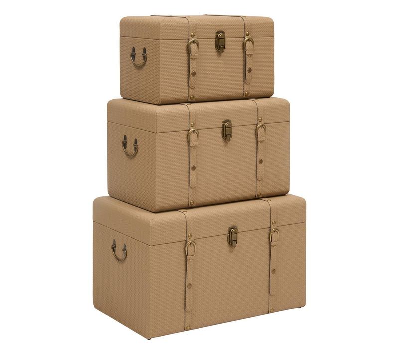 Lot De 3 Malles Rectangulaires Bonie Beige