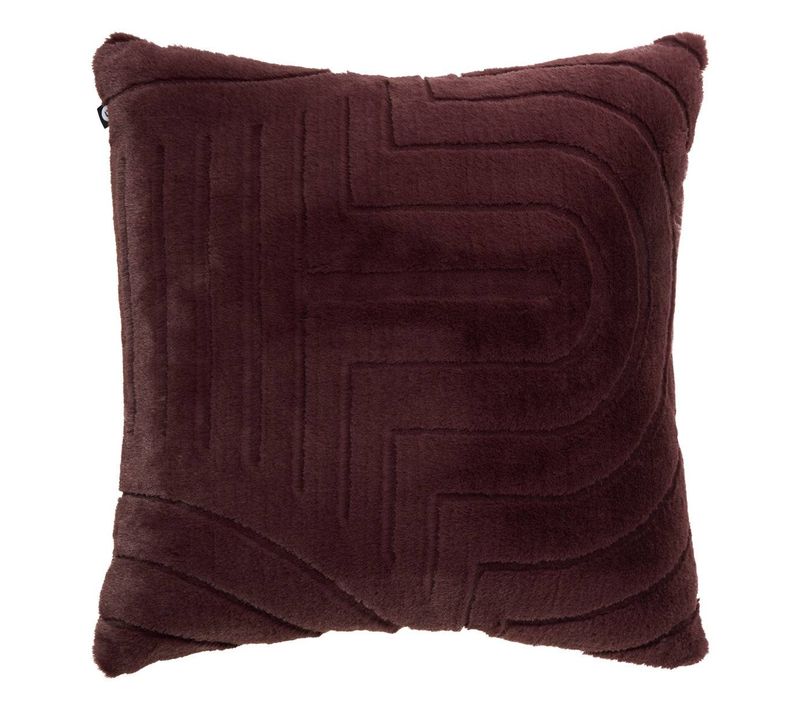 Coussin Arka Carré 45x45cm Effet Fausse Fourrure Marron