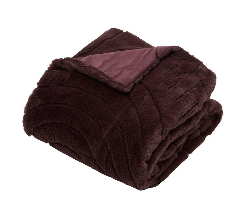 Plaid Arka 120x160cm Effet Fausse Fourrure Marron