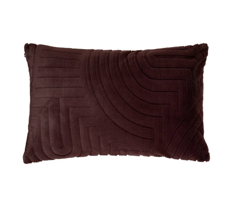 Coussin Arka Rectangulaire 50x80cm Effet Fausse Fourrure Marron