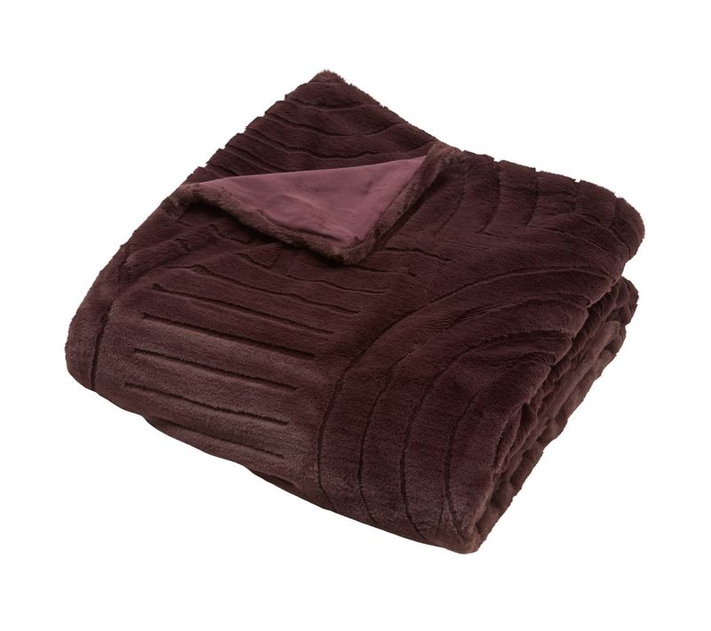 Plaid Arka 180x230cm Effet Fausse Fourrure Marron