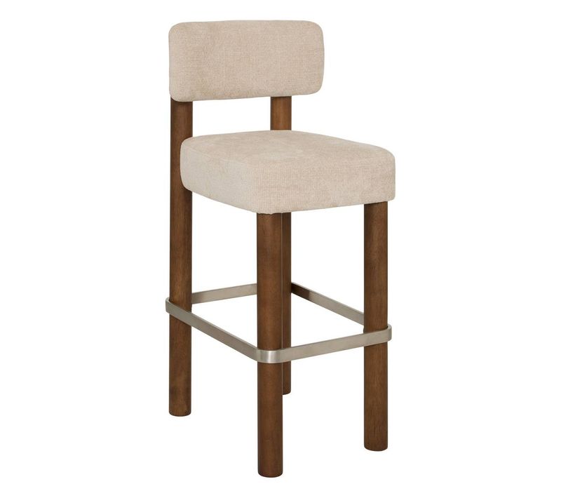 Tabouret De Bar Noali Carré H.104,5cm Beige Noyer