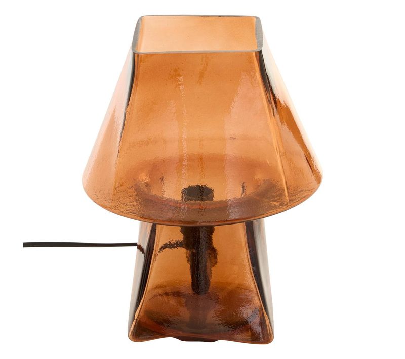 Lampe Champignon Elita H.26cm En Verre Ambre