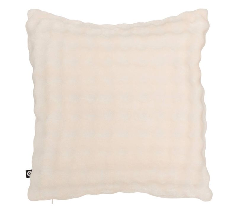 Coussin Zephy Carré 40x40cm Effet Fausse Fourrure Ivoire