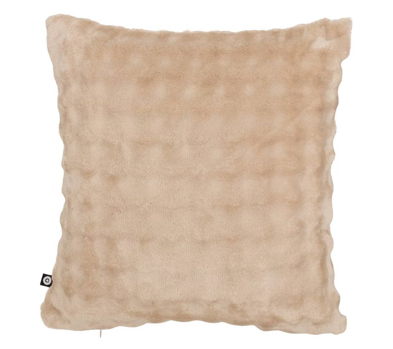 Coussin Zephy Carré 40x40cm Effet Fausse Fourrure Beige