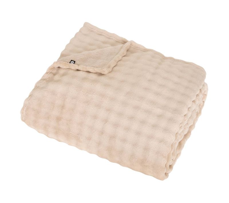 Plaid Zephy 180x230cm Effet Fausse Fourrure Beige