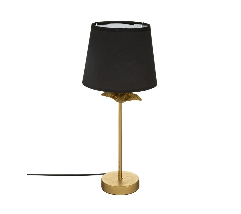 Lampe à Poser En Métal Doré Et Abat-jour Noir H 45.5 Cm