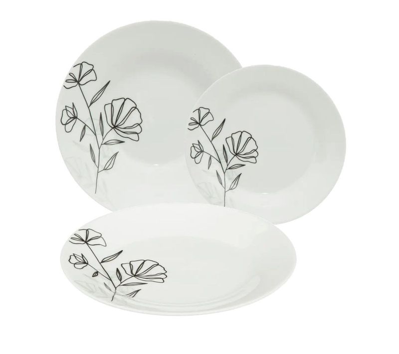 Service De Table 18 Pièces "azalée" 27cm Blanc