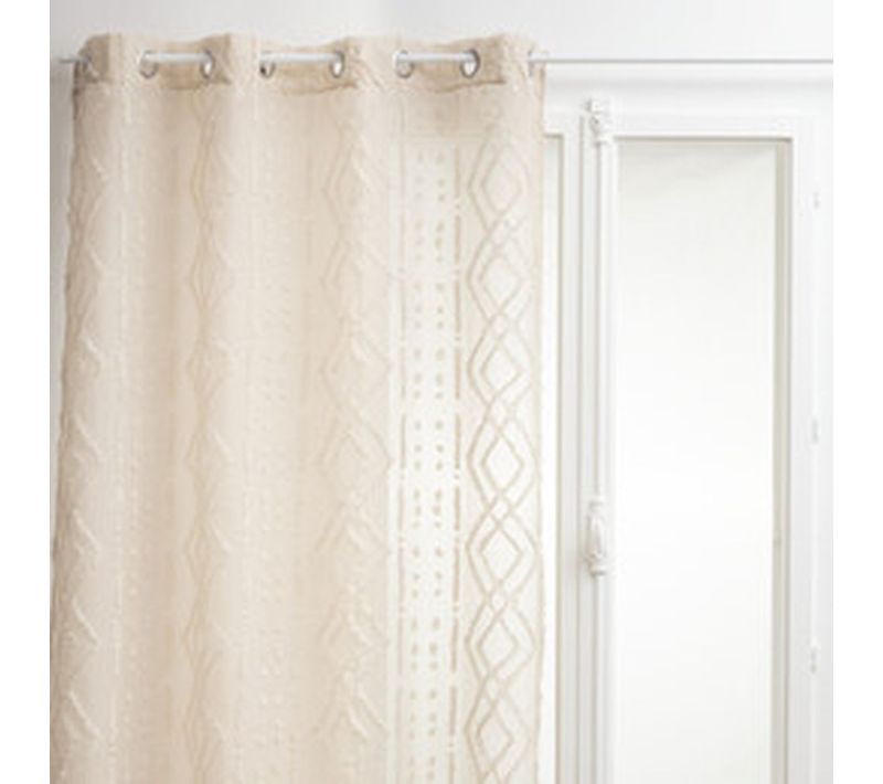 Voilage Sama Impression Jacquard 140 X 240 Cm - Lin/beige