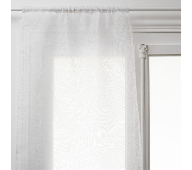 2 Voilages Dev Effet Feuille - 60 X 120 Cm - Blanc