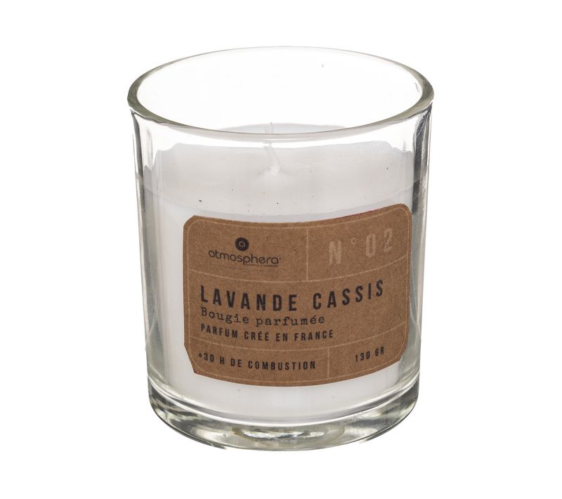Bougie Parfumée 130 G Lavande Cassis Pot En Verre - Anti-odeurs De Cuisine