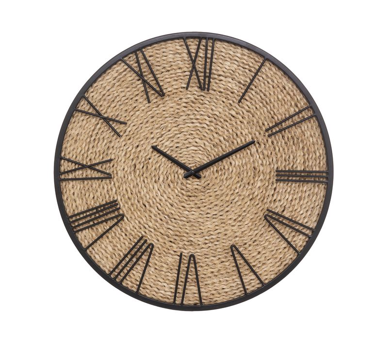 Pendule Murale Originale En Métal Et Paille D 50 Cm