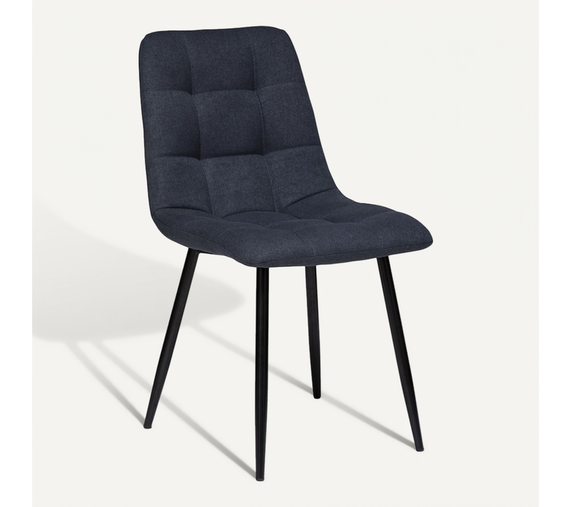 Chaise De Table Assise En Tissu Gris Anthracite Et Pieds En Métal Noir
