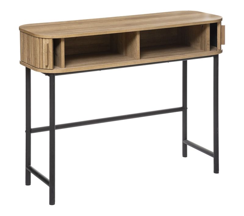 Console 2 Portes Coulissante Colva - Marron Et Noir