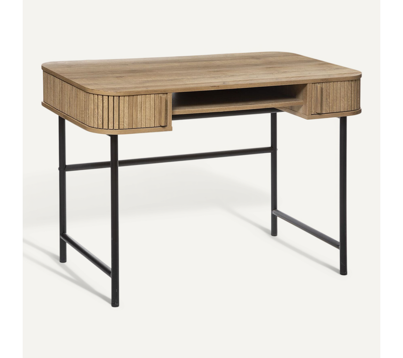 Bureau 2 Portes Coulissantes Colva - Marron Et Noir
