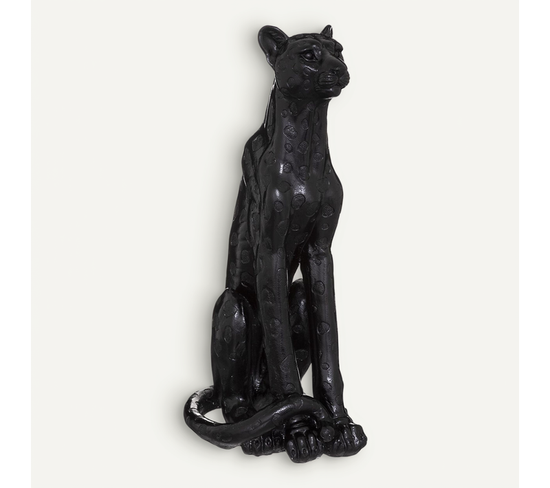 Léopard En Résine - Noir
