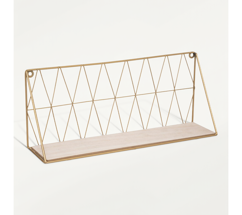 Etagère Murale En Métal Filaire Doré 48 X 20 Cm