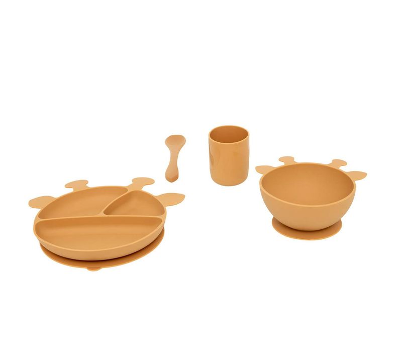 Set Repas 4 Pièces Girafe Silicone