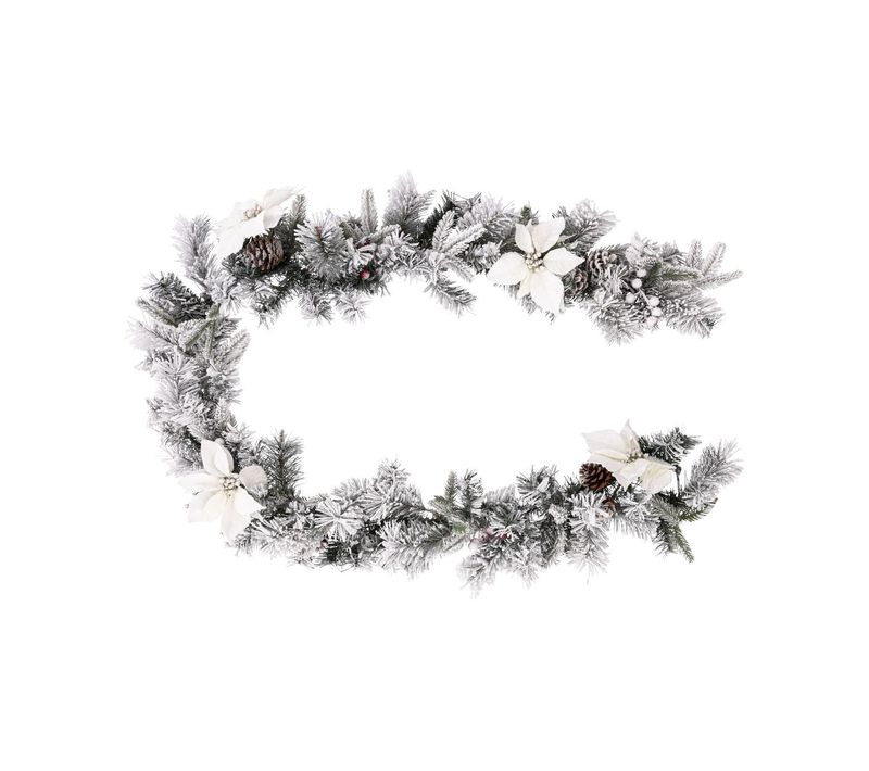 Guirlande Artificielle Sapin Avec Déco Fleurs , Pommes De Pin Et Baies  L 200 Cm