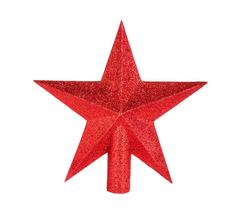 Déco Sapin De Noël Cimier Étoile Rouge Pailleté