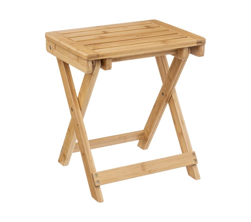 Tabouret Pliant En Bambou H 44 Cm