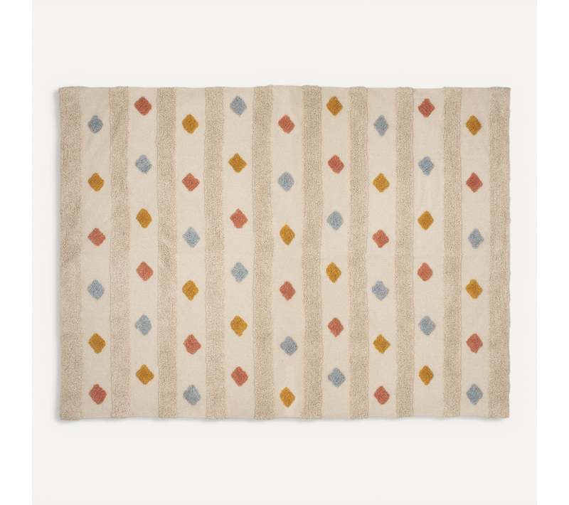 Tapis Enfant En Coton Motifs Arlequin Tuftés 70 X 120 Cm