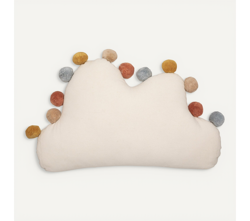 Coussin Décoratif Nuage En Coton Avec Pompons 30 X 50 Cm