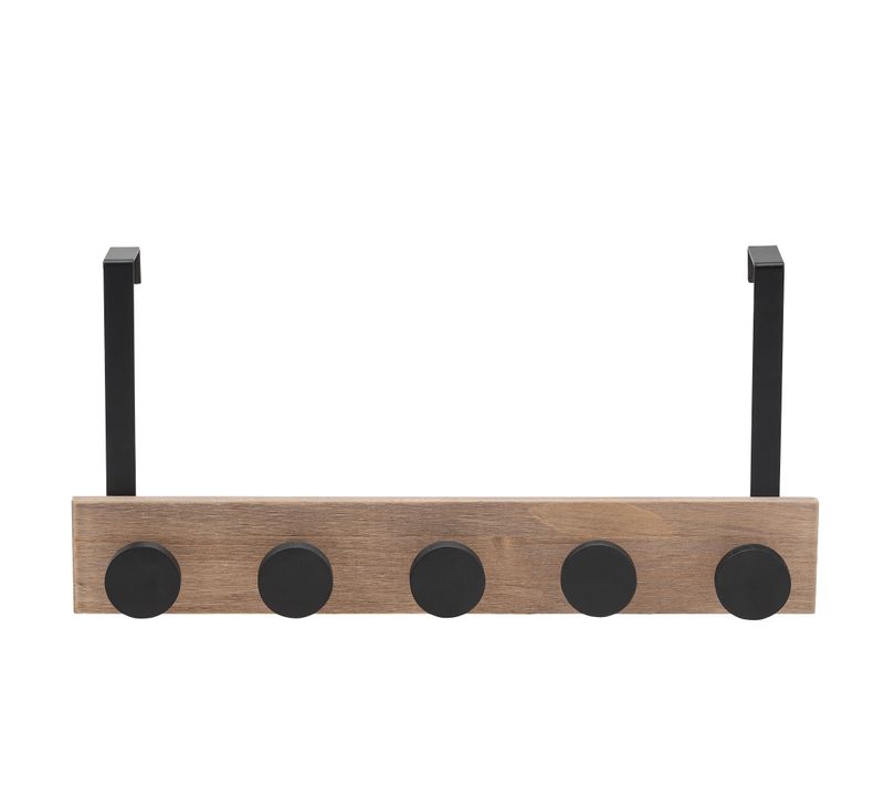 Patère de porte 5T  Noir / Naturel