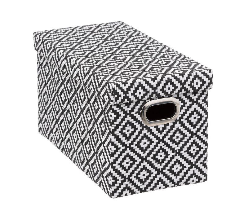 Boite De Rangement Avec Couvercle 15 X 31 X 15 Cm Déco Noir et Blanc