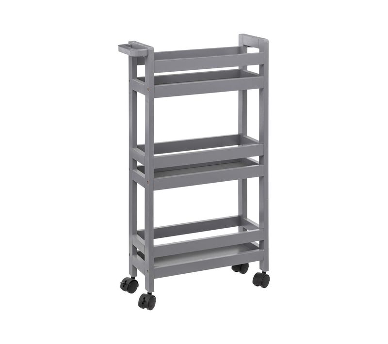 Desserte Roulante 3 Niveaux Gris Galet H 75 Cm Idéale Pour Les Petits Espaces