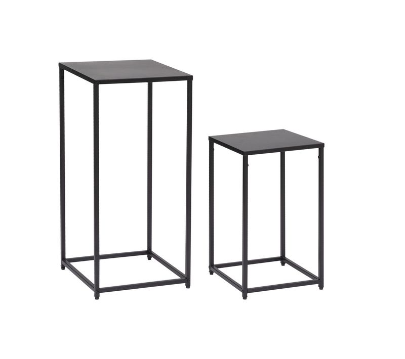 Lot De 2 Tables D'appoint , Bout De Canapé Ou Sellettes En Métal Noir