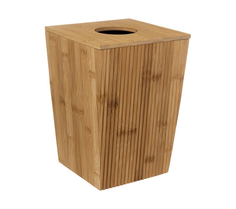 Poubelle De Salle De Bain 6l En Bambou Avec Couvercle