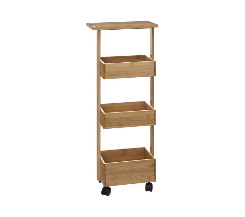 Etagère Roulante 4 Niveaux En Bambou H 85.5 Cm