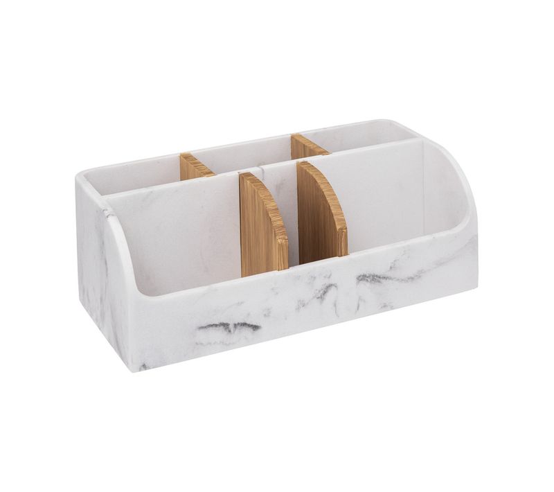 Organiseur Rangement Maquillage 10 Compartiments Blanc Effet Marbre