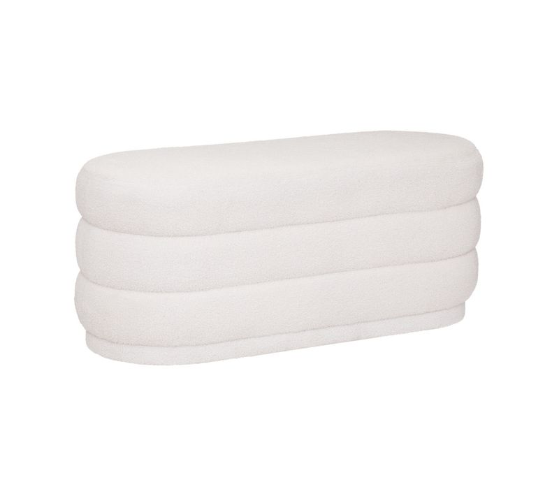 Banc Banquette Tissu Blanc à Bouclettes 100 X 40 Cm