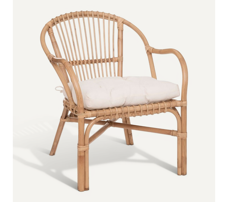 Fauteuil En Rotin Neta Avec Coussin - Naturel