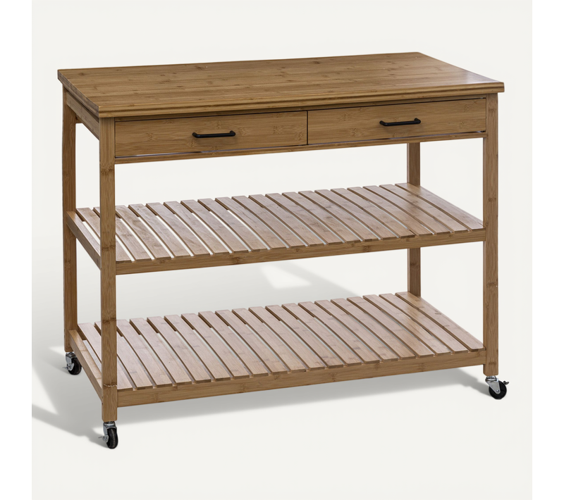 Desserte Îlot De Cuisine 4 Niveaux En Bambou L 108 Cm