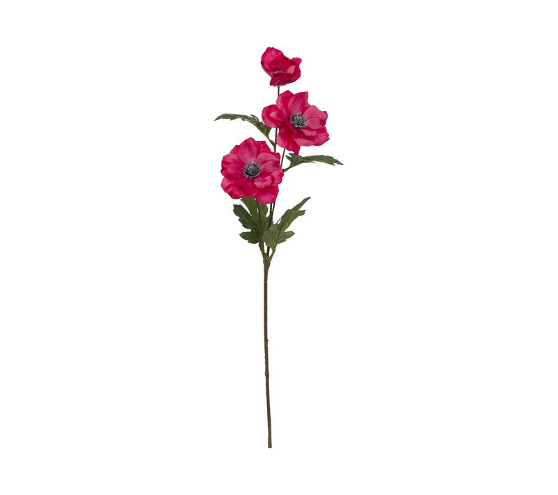 Fleur Artificielle Tige Anémone 3 Têtes Rose Fuchsia H 69 Cm