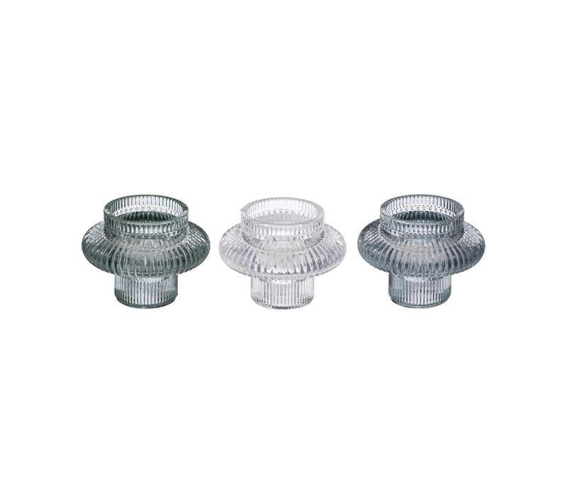 Lot De 3 Bougeoirs Chandeliers En Verre