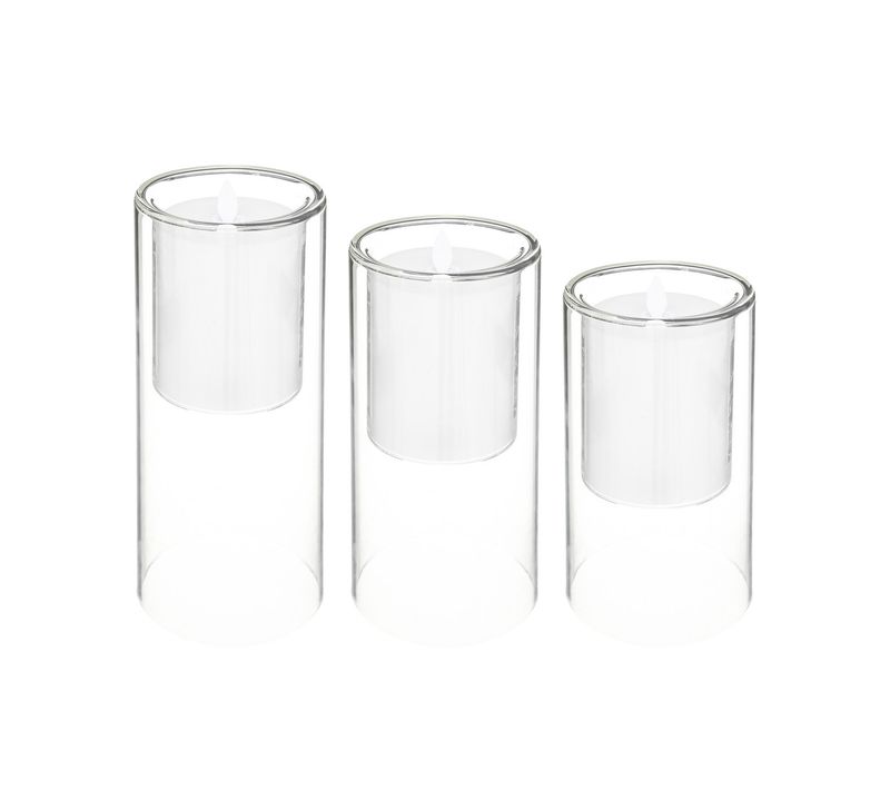 Coffret De 3 Bougies LED à Flamme Vacillante En Verre