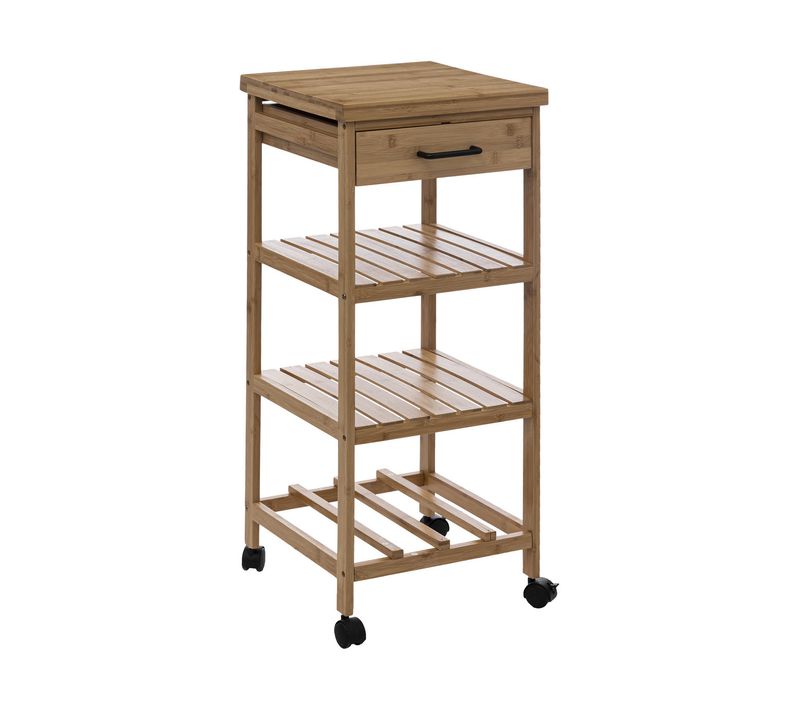 Desserte Roulante De Cuisine En Bambou H 90 Cm